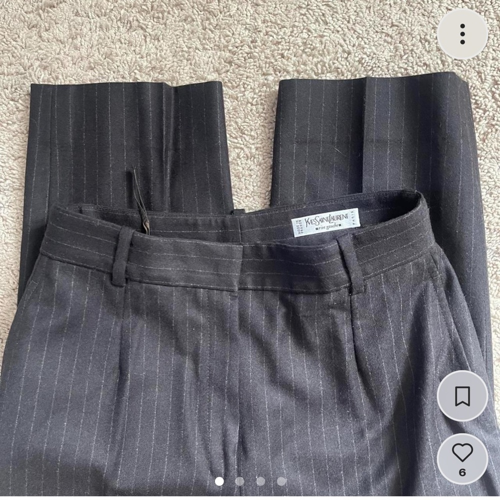 YSL Saint Laurent Black Pinstripe Trouser Pants
